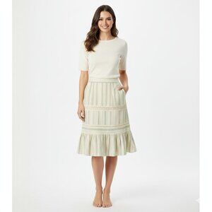 Tibi green dainty feminine Knee-Length Pencil Skirt with Pleated Tiers size 2